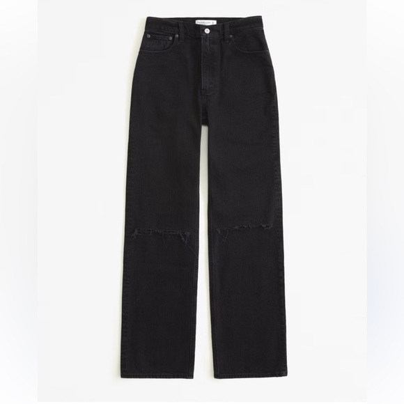 Abercrombie and fitch The 90s Relaxed high rise Black Distressed Jeans size 30 n - Picture 1 of 8